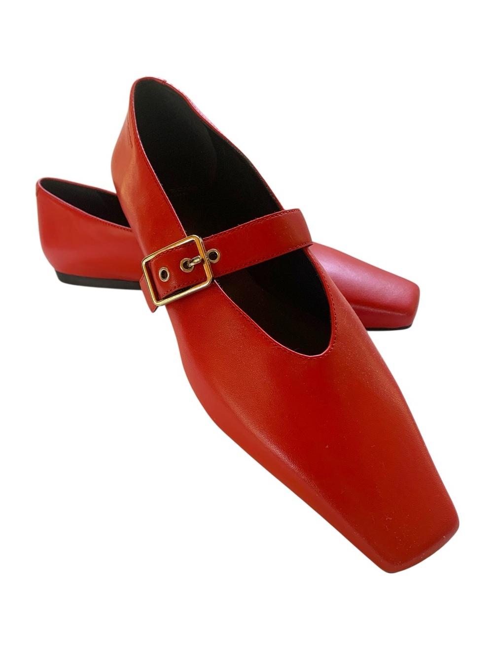 Vagabond Wioletta Red Leather Mary Jane Flats Square Toe Size 39 NEW